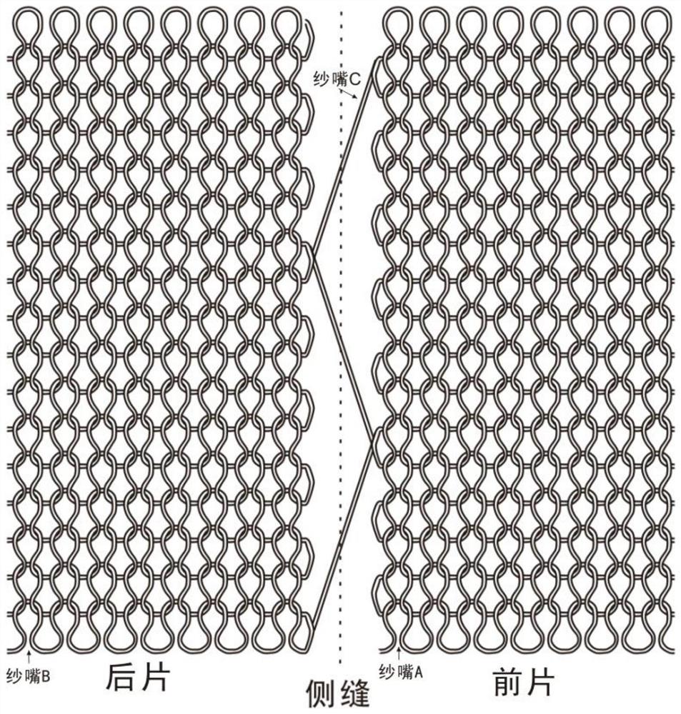 一种全成型侧缝开口镂空组织及其编织方法