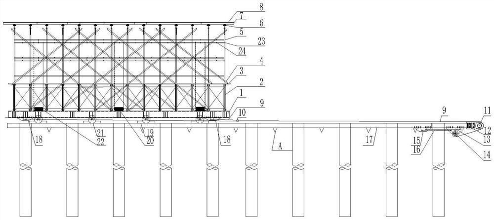 一种模板支架预拼装平移结构及其工作方法
