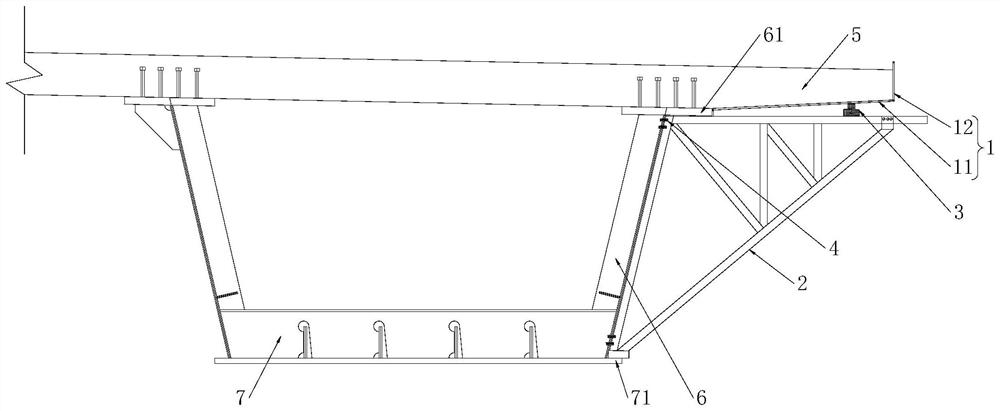 一种用于辅助浇筑跨线叠合梁的翼板砼的悬挑支撑结构