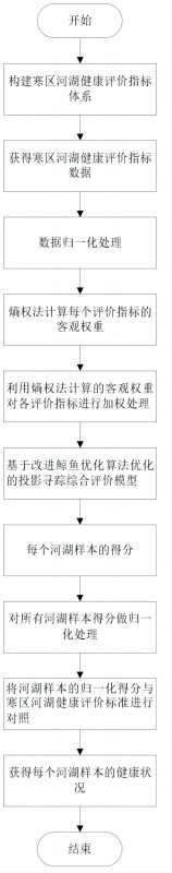 基于鲸鱼算法和投影寻踪的寒区河湖健康评价方法及装置