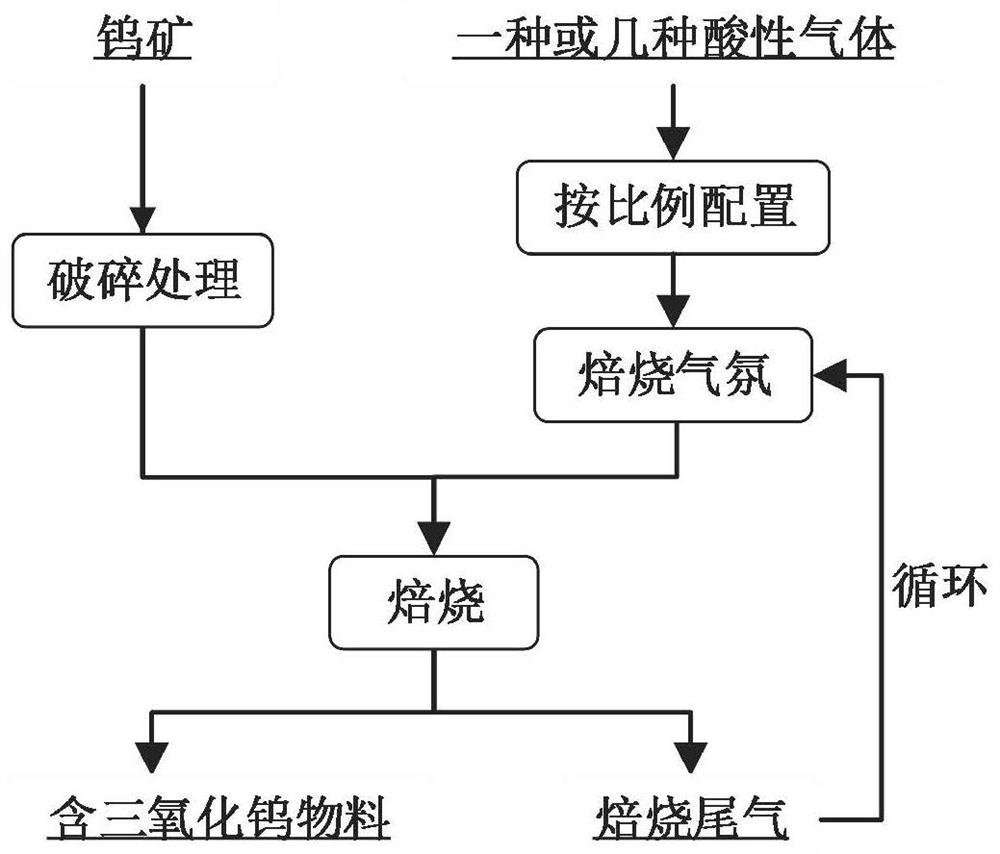 一种利用酸性气体焙烧分解钨精矿的方法