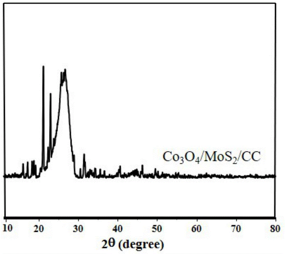 一种高分散包覆型Co3O4/MoS2/CC异质结构析氢电极材料及其制备方法