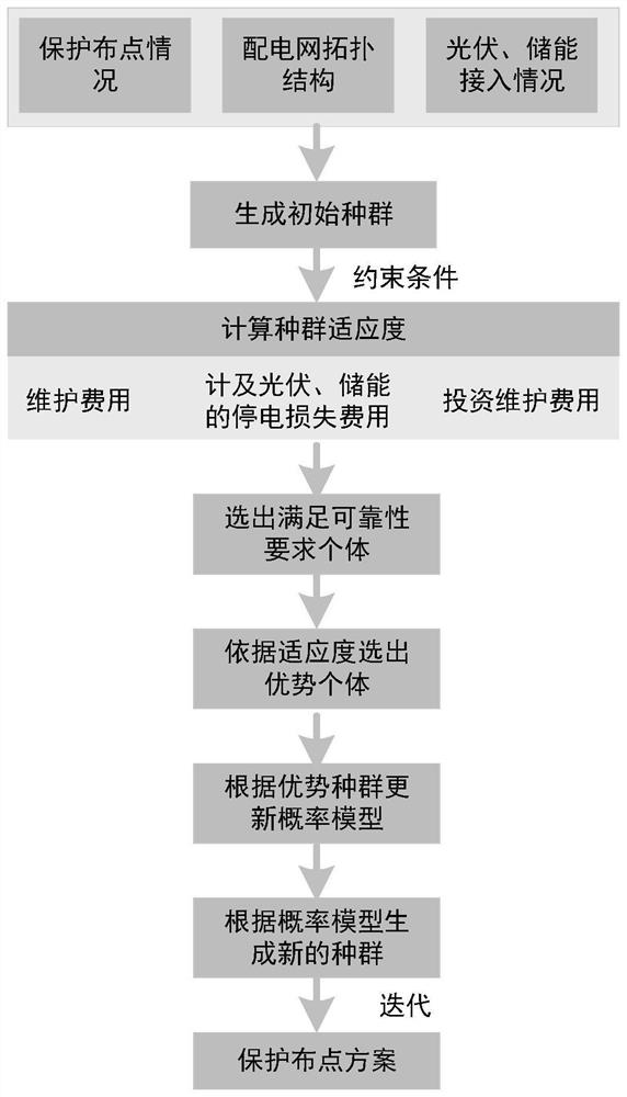 基于分布估计算法的配电网保护布点优化方法及系统