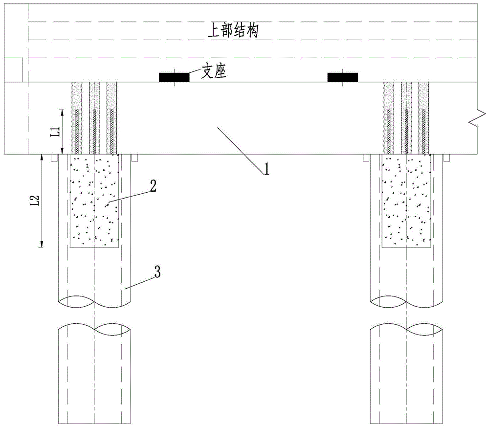 一种采用UTFC的预制管桩与预制盖梁连接构造及其施工方法