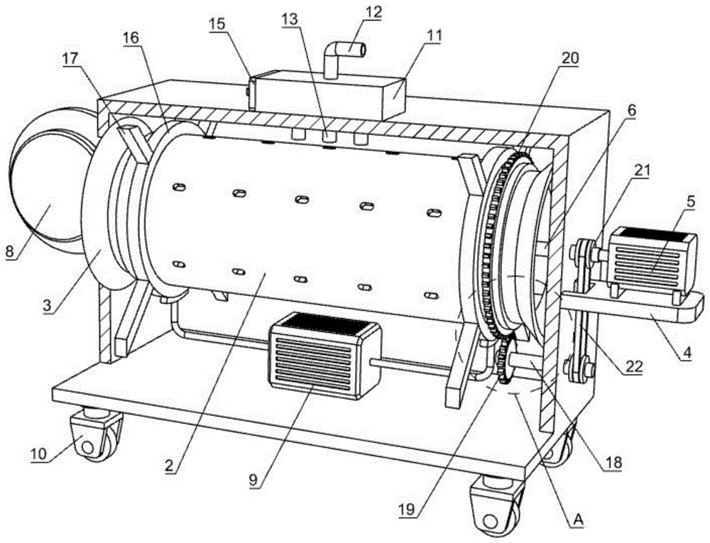 一种防堆积式单槽滚筒超声波清洗机