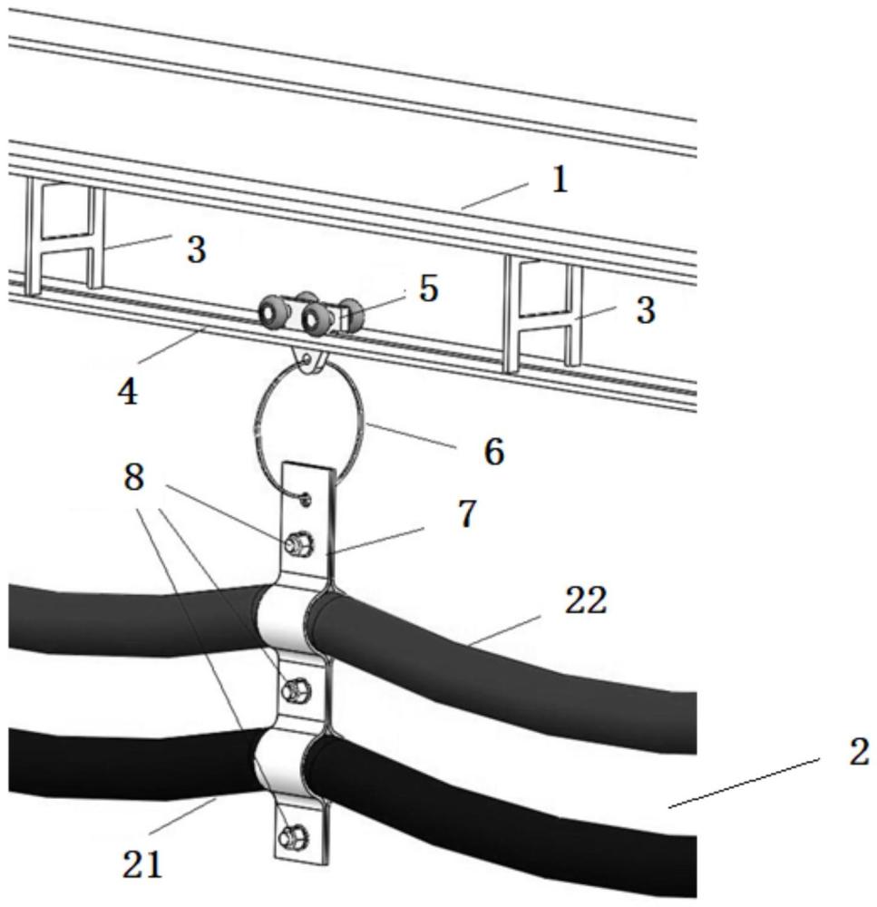 一种配合数控切割机超长工作台使用的气源胶管悬挂移动装置