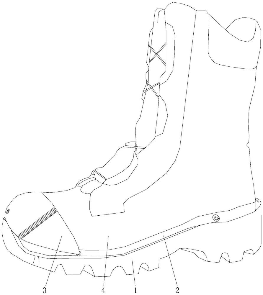 一种用于水域防滑救援靴的防止戳脚结构