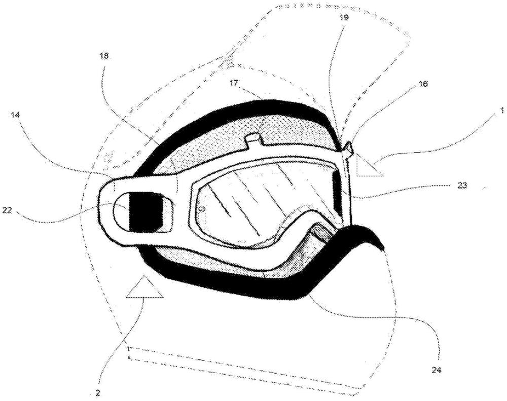 护目镜框架和用于将所述框架连接到保护性头盔面孔的装置