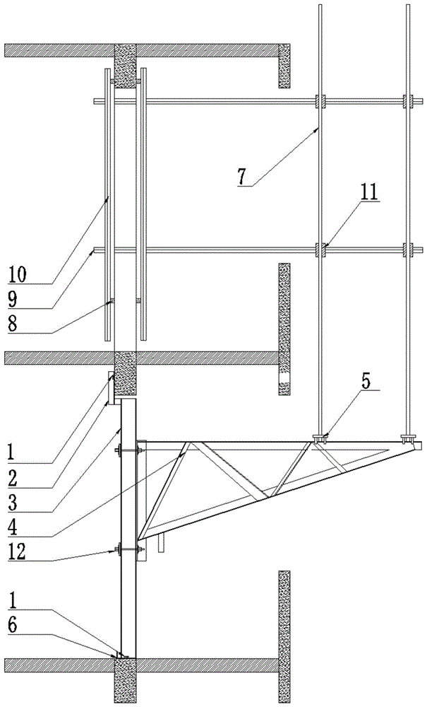 一种高层装配式建筑组合型钢超长三角外防护架施工方法