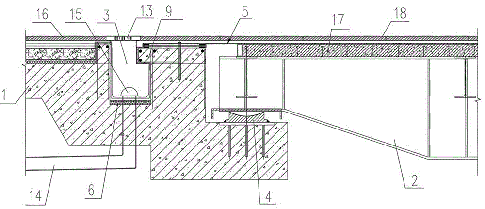 一种钢连廊排水沟结构及其施工方法