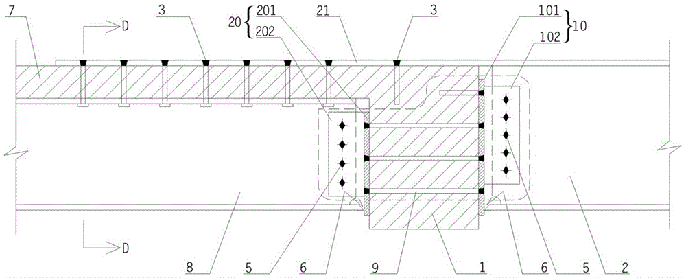 一种新增悬挑钢梁支承于既有混凝土梁板结构的连接结构