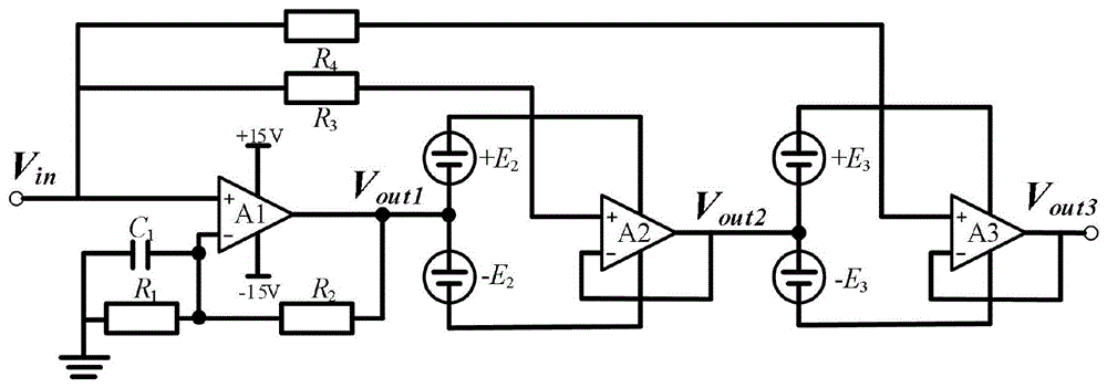 一种单位增益电压跟随装置及其三级反馈放大方法