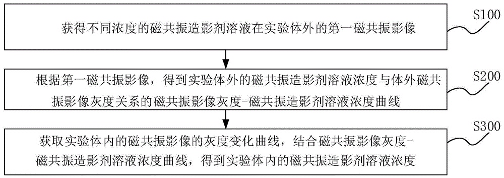 一种磁共振造影剂溶液体内浓度定量分析方法