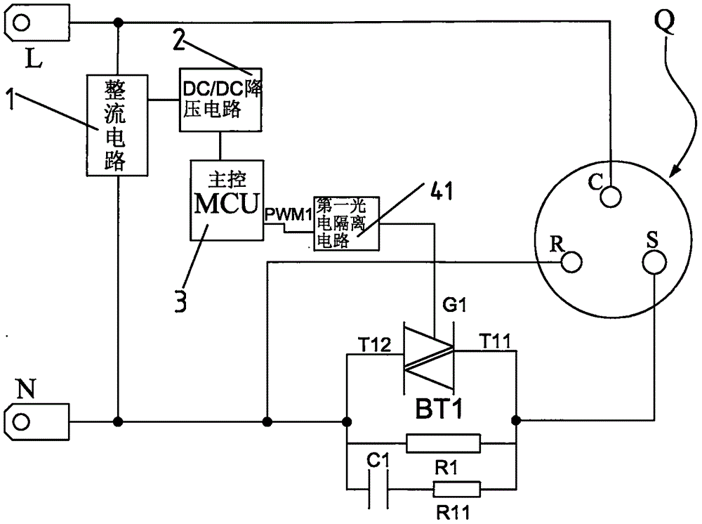 一种定频冰箱压缩机电子式启动器及启动控制方法