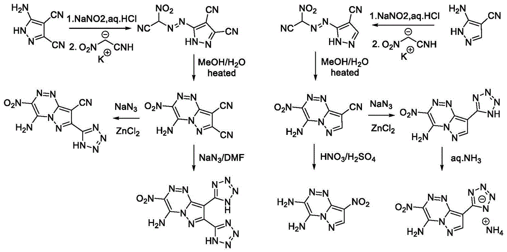 一类吡唑并三嗪高氮含能分子及其合成方法