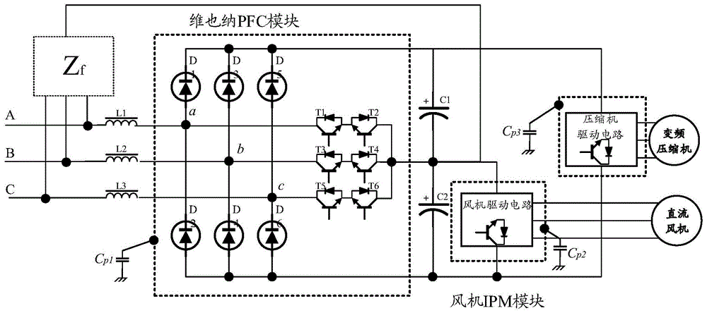 三相有源PFC电路、空调控制器和空调器