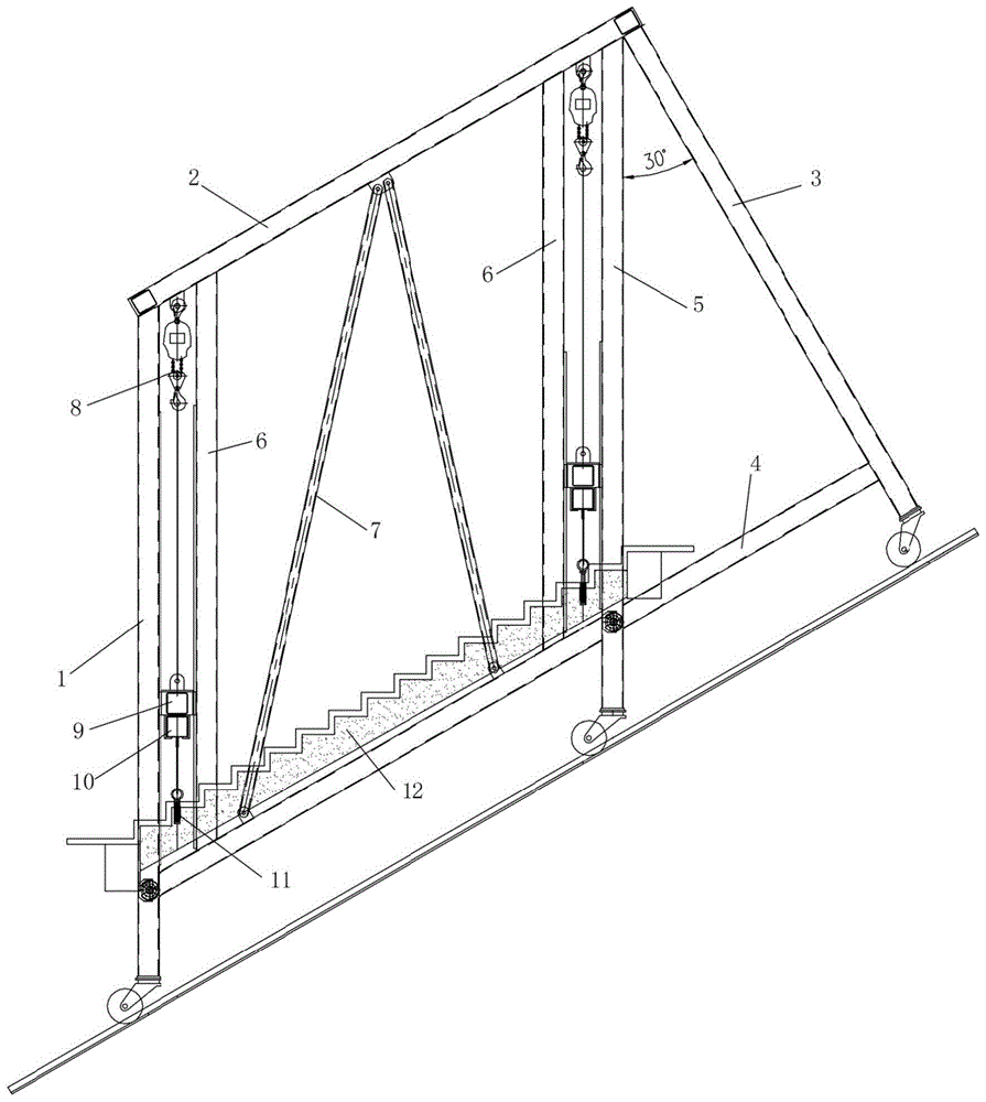 用于预制楼梯板拼装的台车系统及拼装方法